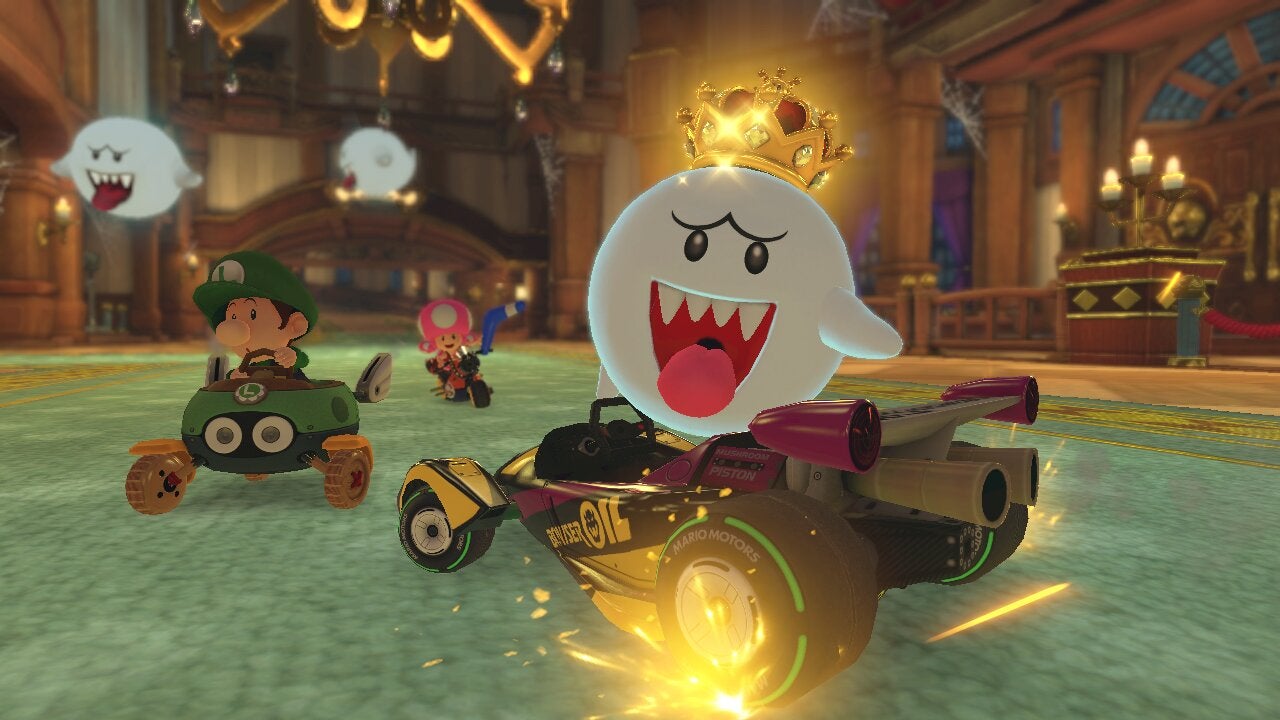 Le Roi Boo, l’un des personnages jouables du jeu Mario Kart 8 Deluxe sur Nintendo Switch.