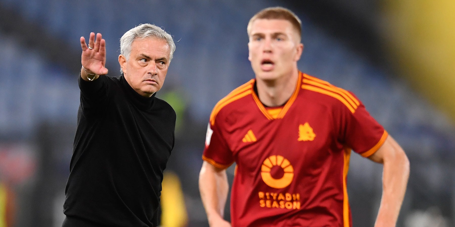 José Mourinho lors du match de Coupe d'Italie entre l'AS Roma et l'US Cremonese, le 3 janvier 2024 au Stadio Olimpico (Rome).