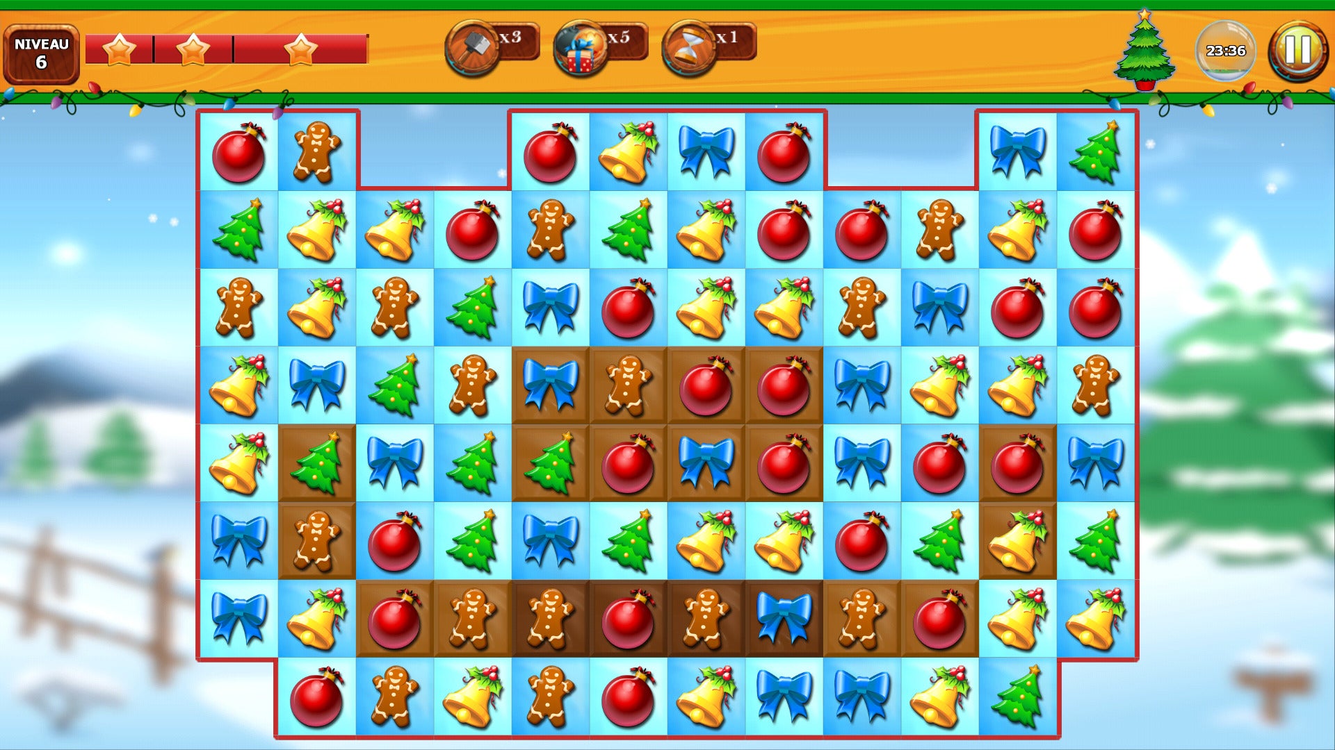 Assemblez les objets de Noël similaires afin de passer chaque niveau et obtenir différents bonus