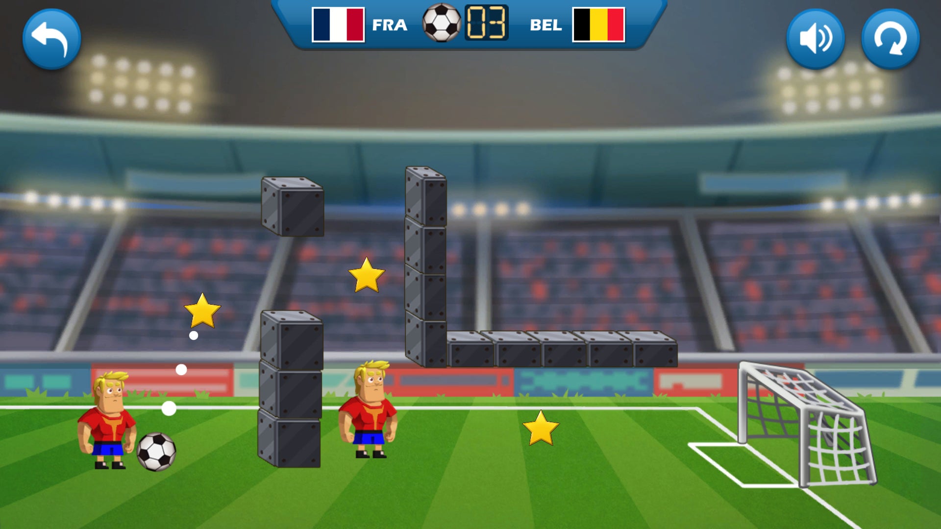 Usez de la physique pour braver les obstacles et marquer des buts sur Football Tricks