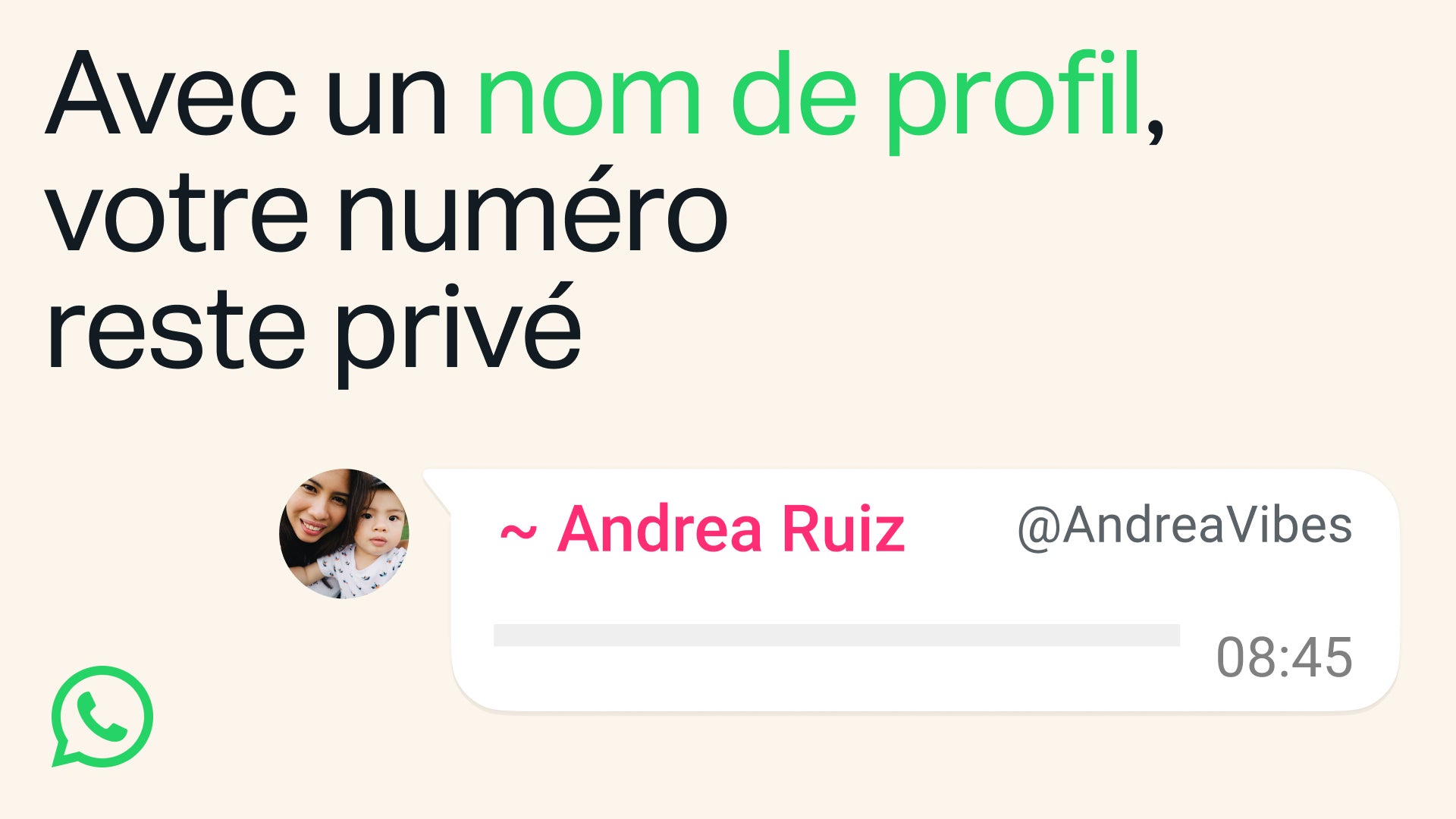 Le "nom de profil" de WhatsApp permet de ne pas donner son numéro de téléphone.