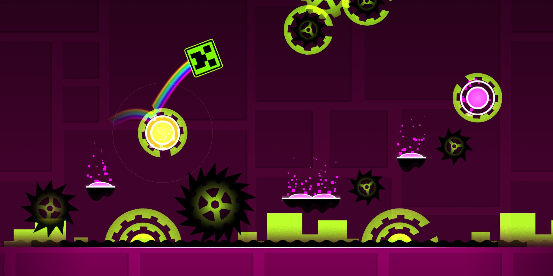 Un cube, de la musique électro, voilà la recette du jeu mobile Geometry Dash.