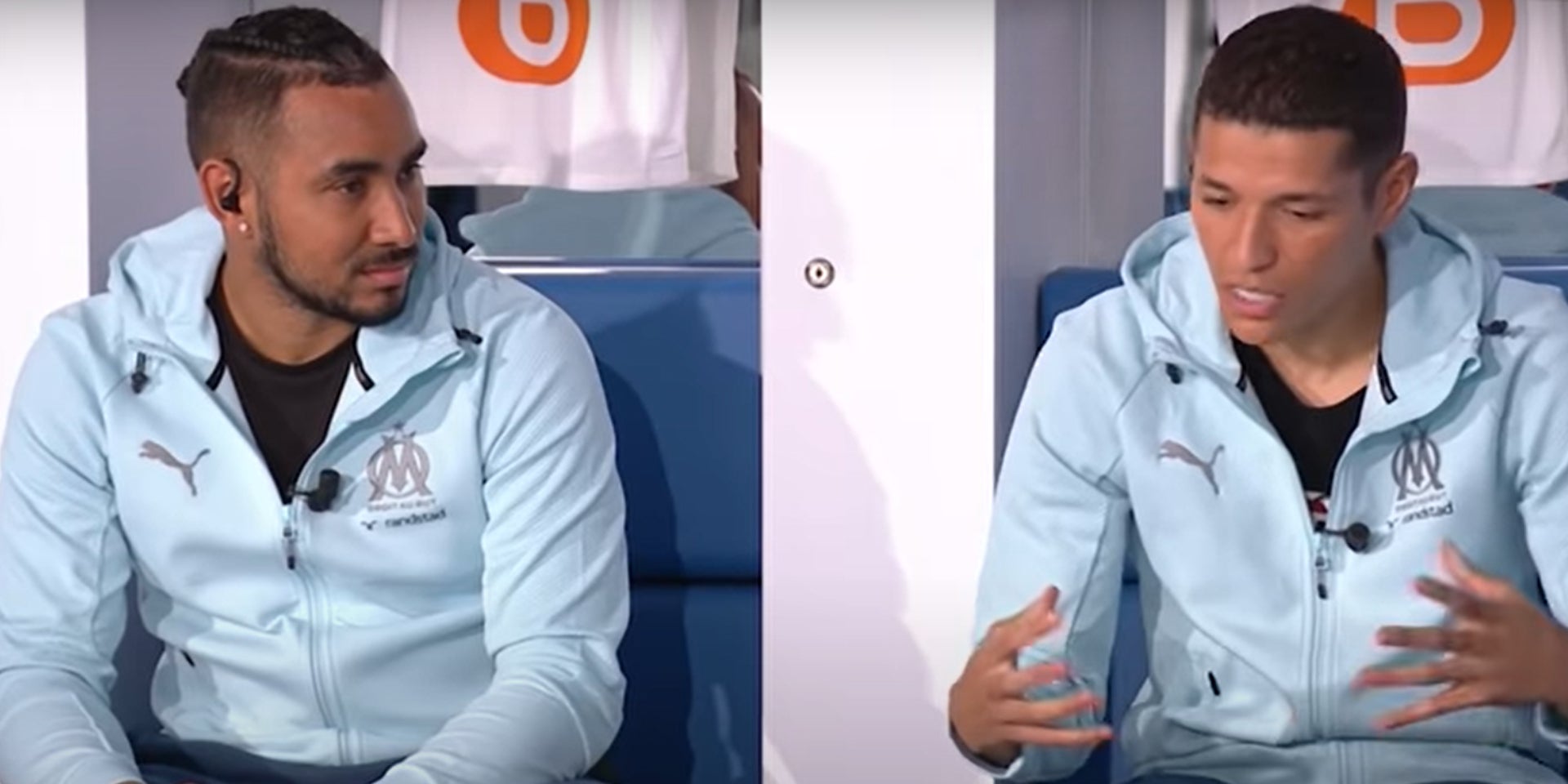 Dimitri Payet et Armine Herit en pleine discussion dans Le Vestiaire sur RMC Sport