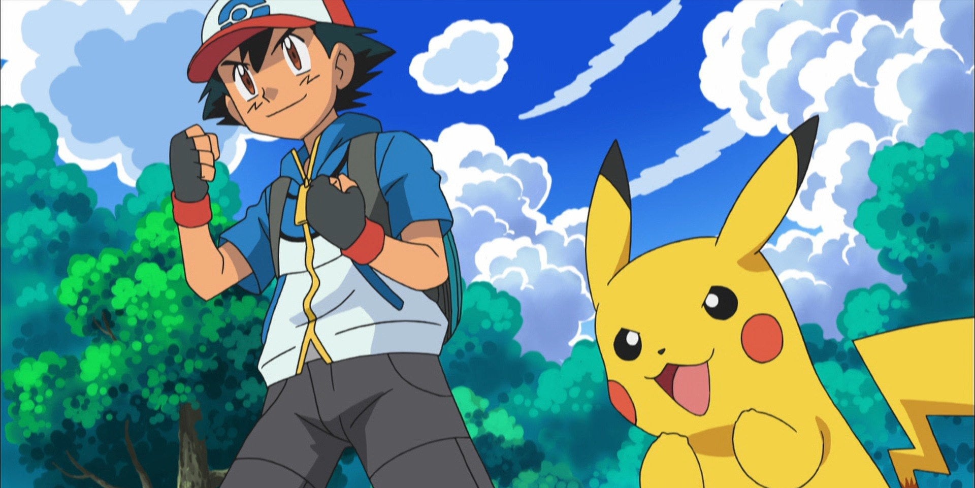 Sacha et Pikachu, dans la saison 14 de Pokémon diffusée en France sur M6.