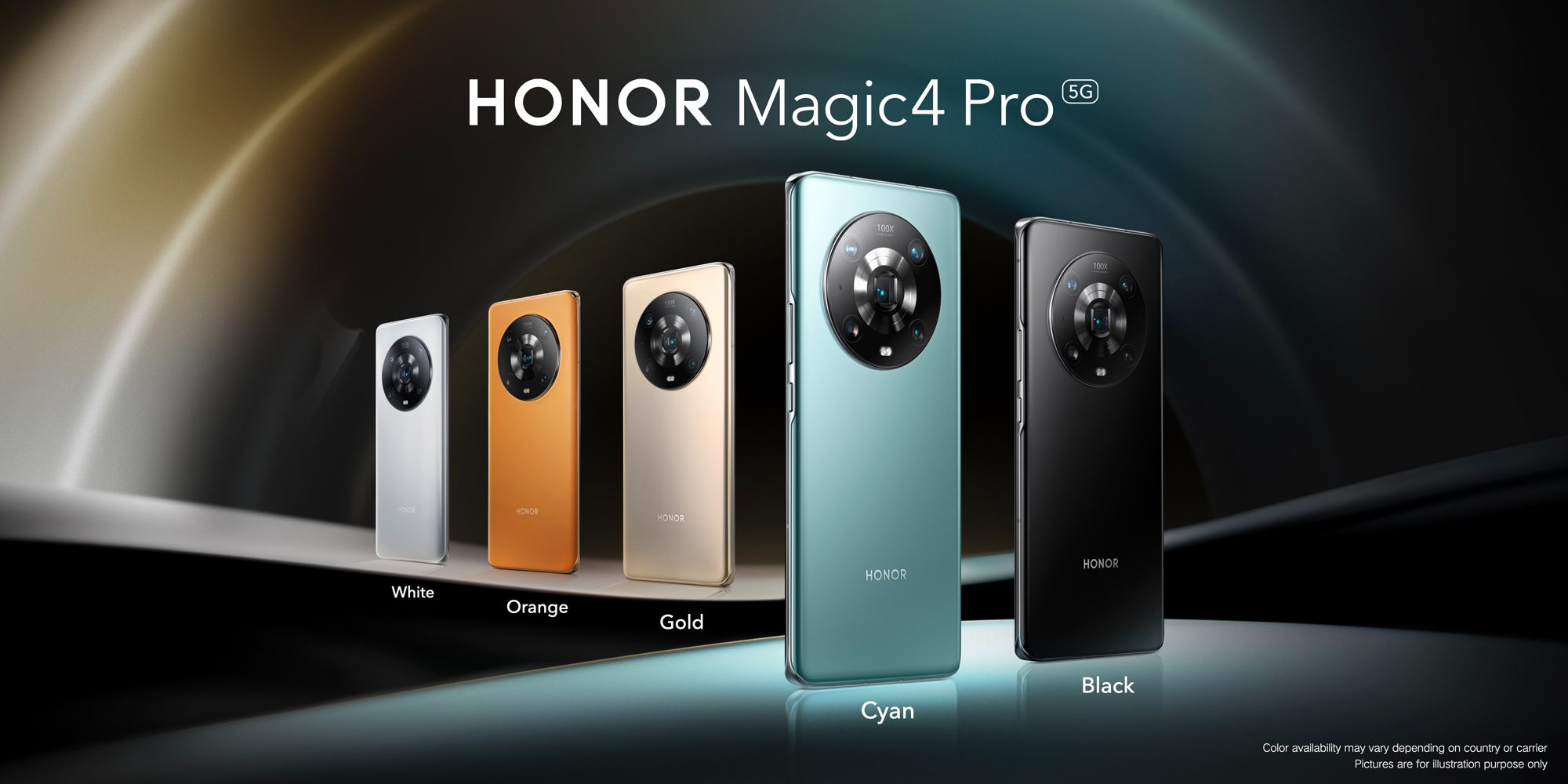 Le HONOR Magic4 Pro, disponible en France dans ses coloris Noir et Cyan.