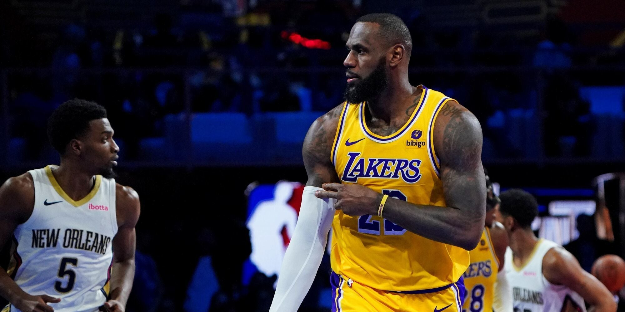 LeBron James (Los Angeles Lakers) lors de la demi-finale du In-Season Tournament face aux Pelicans, le 7 décembre 2023 à la T-Mobile Arena (Las Vegas).