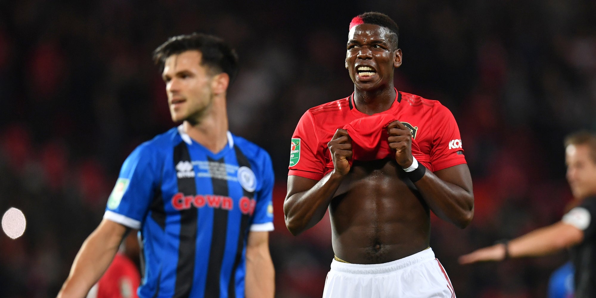 Paul Pogba lors du match de coupe de la Ligue anglaise face à Rochdale, le 25 septembre 2019