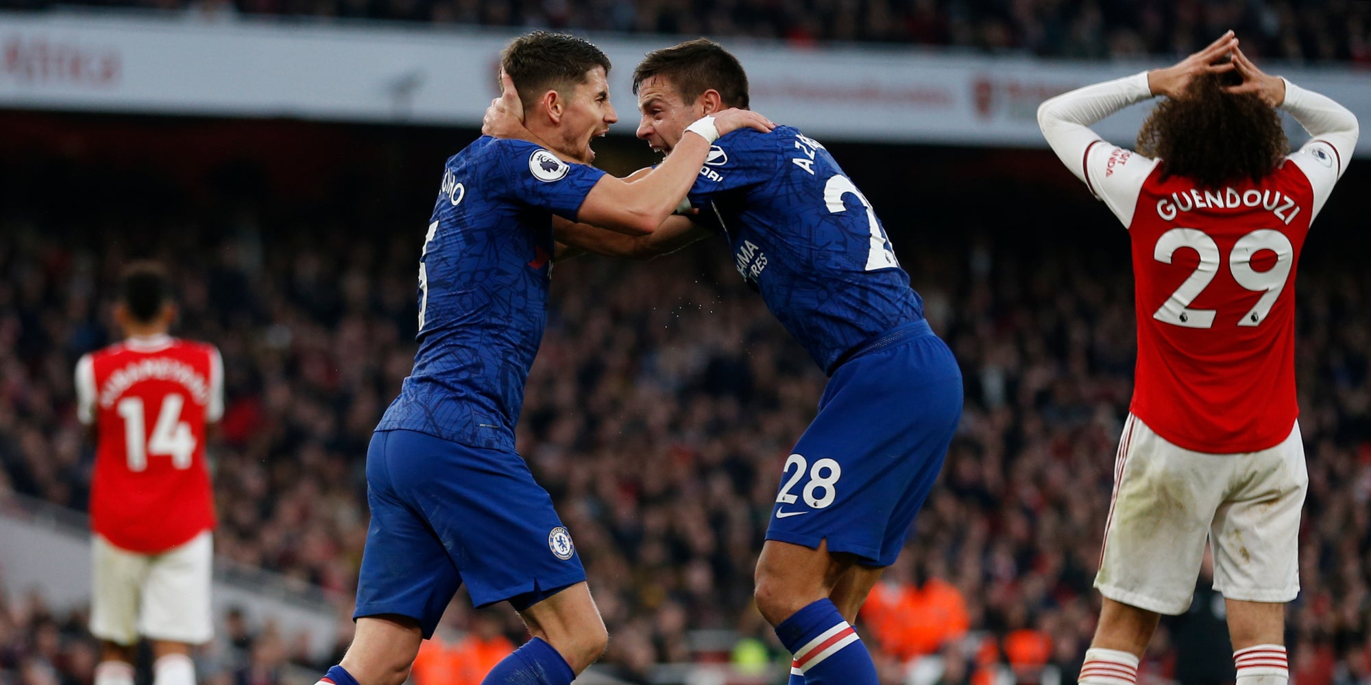 Les joueurs de Chelsea et Arsenal lors du match aller, le 29 décembre 2019 à l'Emirates Stadium