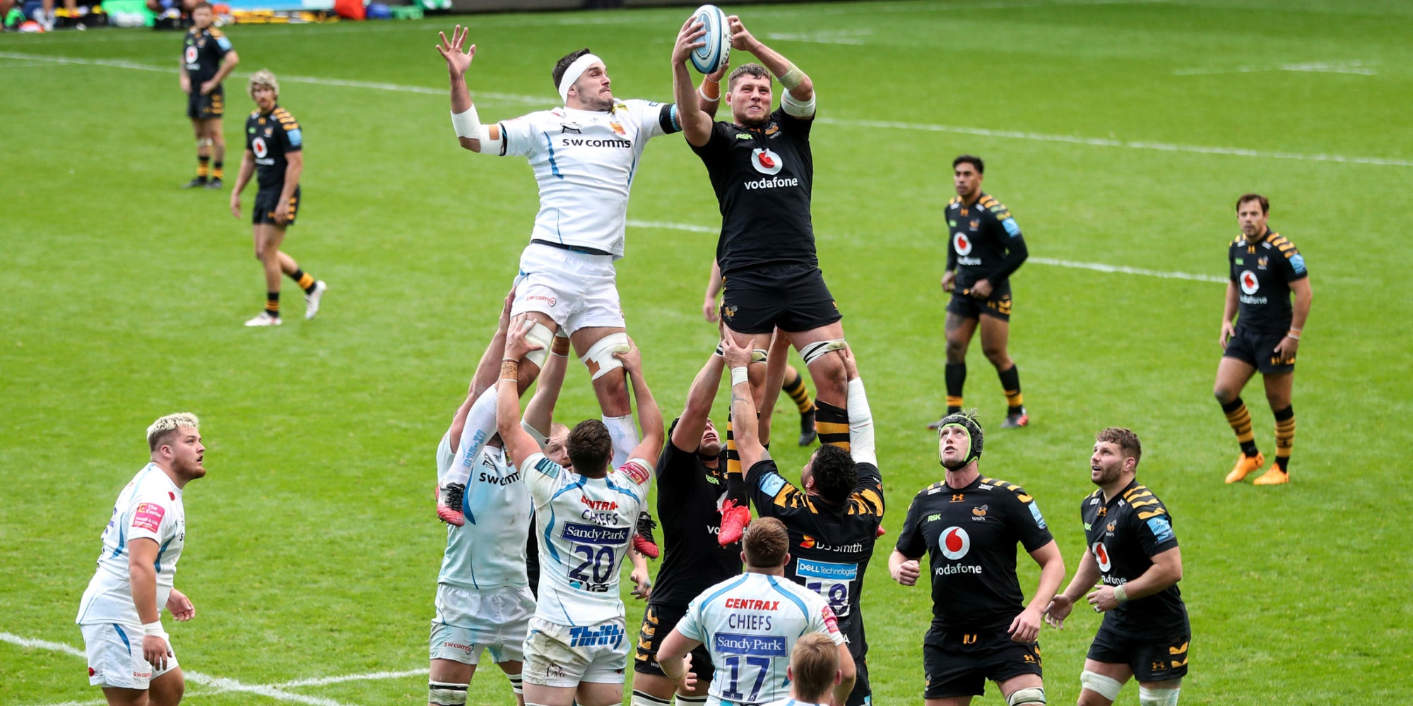 Exeter Chiefs et London Wasps lors de la 22e journée de Premiership Rugby, le 4 octobre 2020 à Coventry