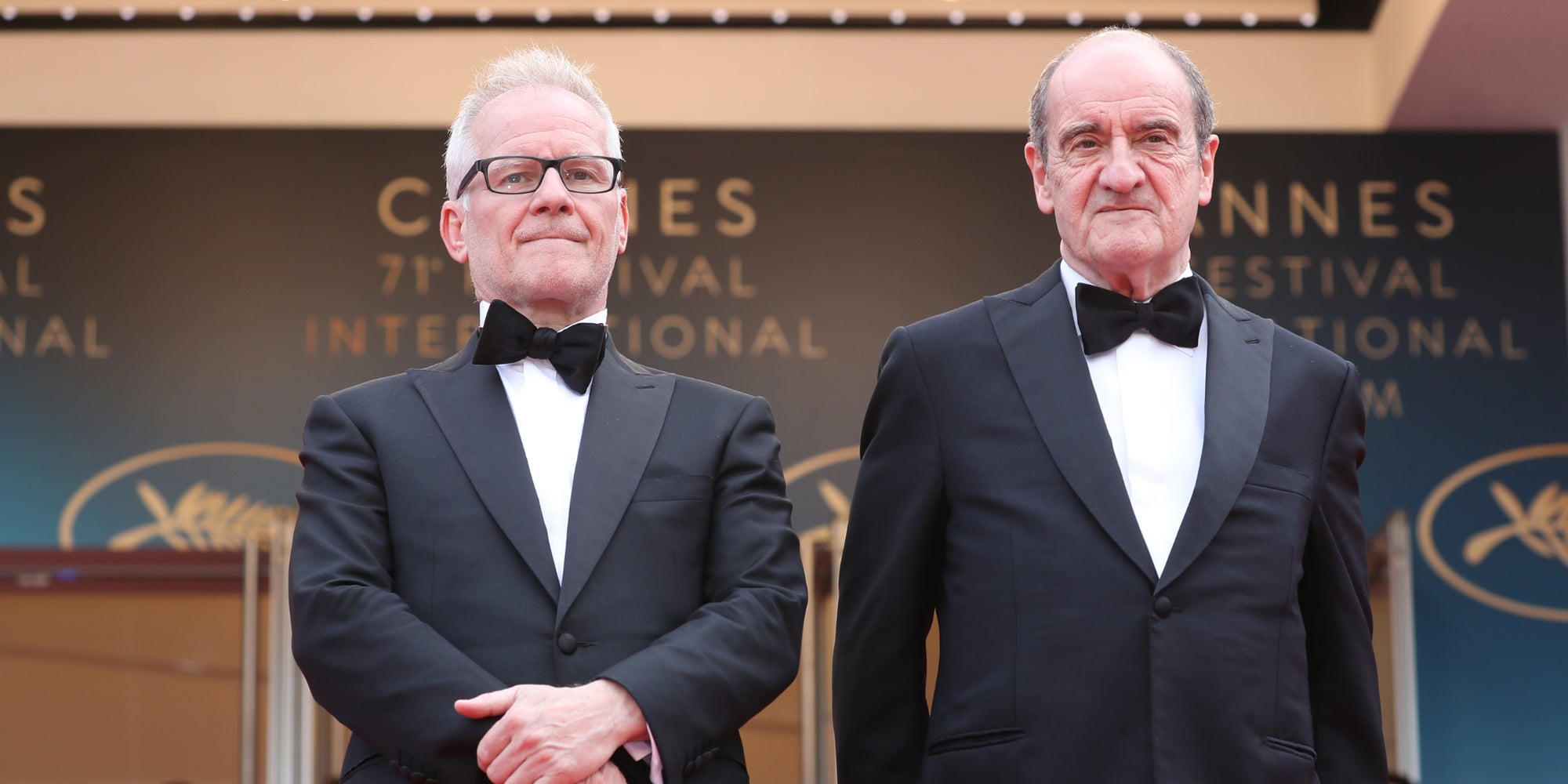 Thierry Fremaux et Pierre Lescure lors de la 71e édition du Festival de Cannes, le 18 mai 2018