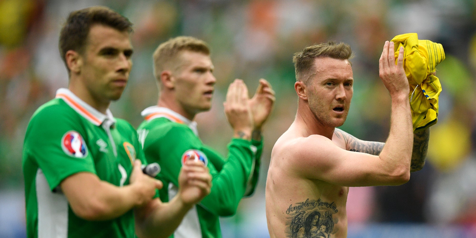 Les joueurs de l'équipe d'Irlande lors de l'Euro 2016 au Stade de France, à Saint-Denis, le 13 juin 2016