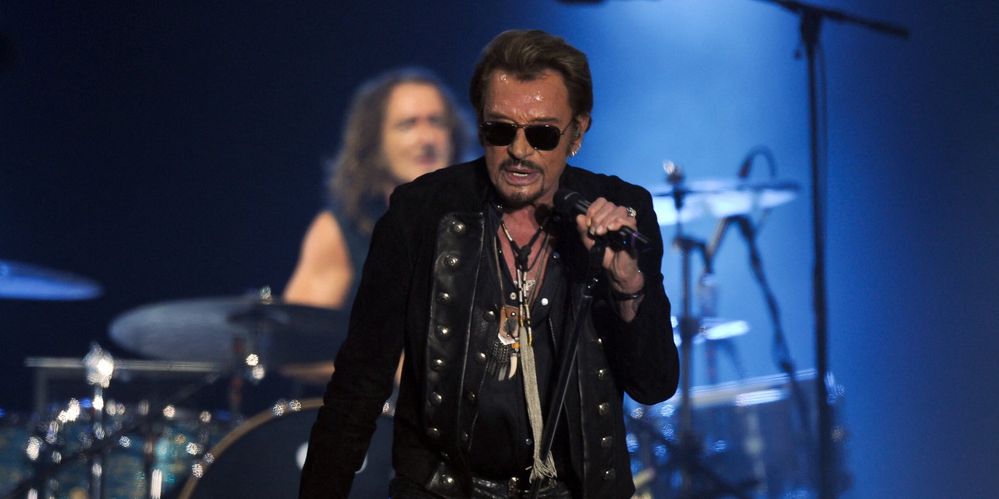 Johnny Hallyday se produisant lors du festival des Francofolies à La Rochelle, le 14 juillet 2015.