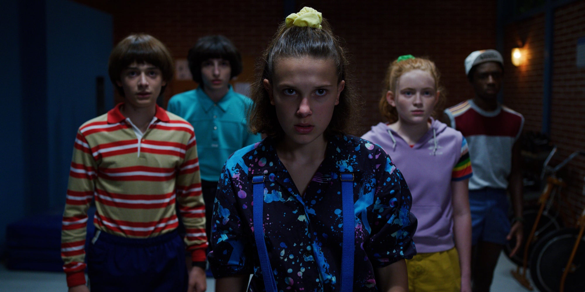 Will (Noah Schnapp), Mike (Finn Wolfhard), Eleven (Millie Bobby Brown), Max (Sadie Sink) et Lucas (Caleb McLaughlin) dans la saison 3 de "Stranger Things".