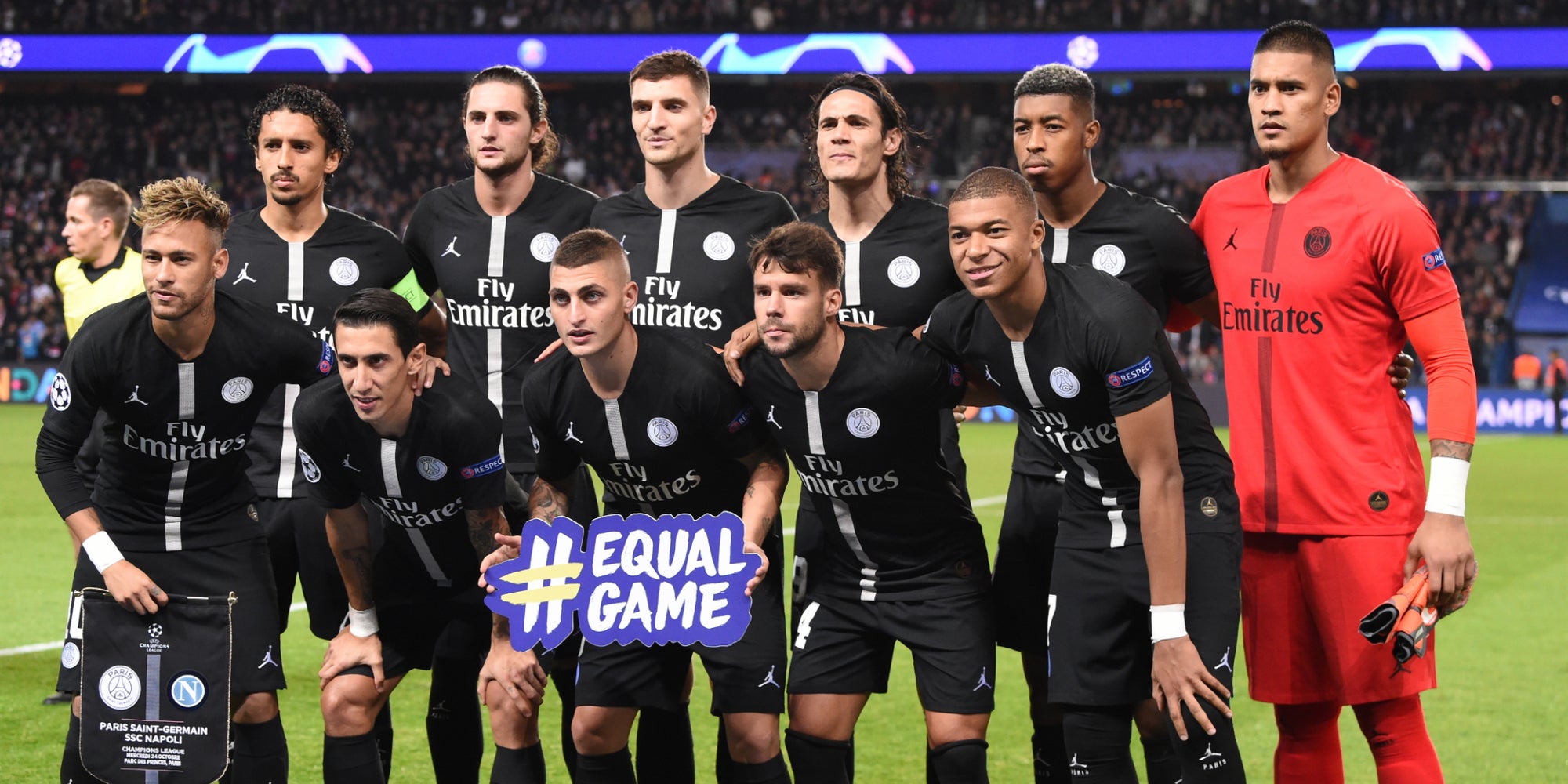 L'équipe du Paris Saint-Germain lors du match face à Naples en Ligue des Champions, le 24 octobre 2018.