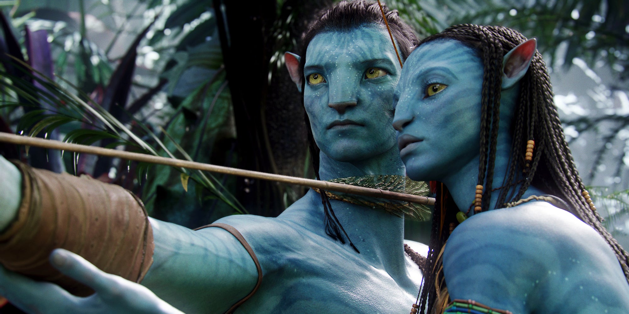 Sam Worthington et Zoe Saldana dans leurs corps de Na'vi dans "Avatar".