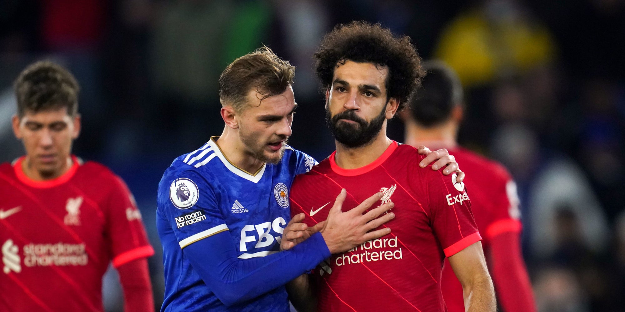 Les joueurs de Leicester et Liverpool lors du match de Premier League, le 28 décembre 2021 au King Power Stadium, Leicester, Angleterre