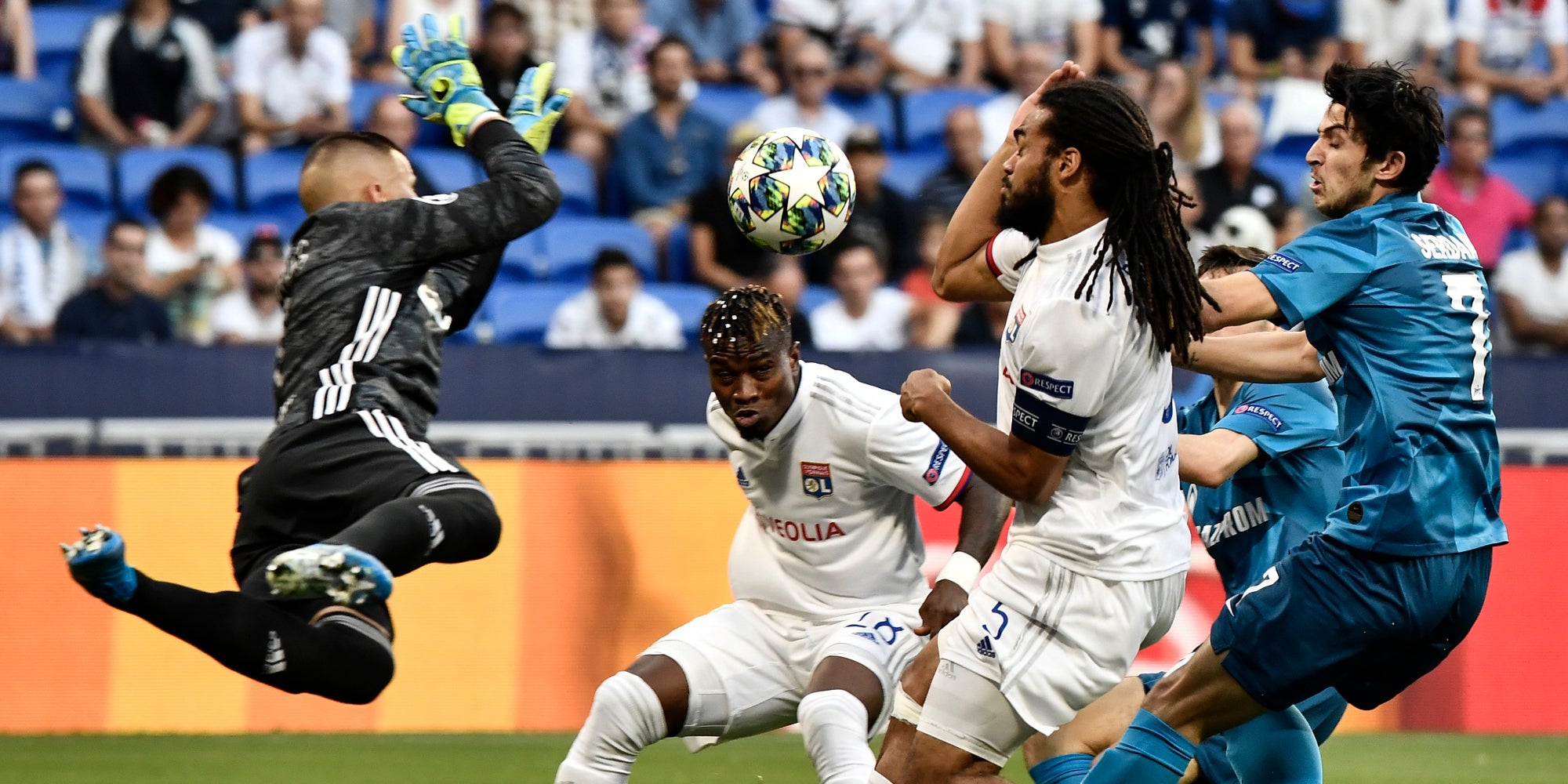 Le gardien lyonnais Anthony Lopes en action durant Lyon - Zénith Saint-Pétersbourg, le 17 septembre 2019.