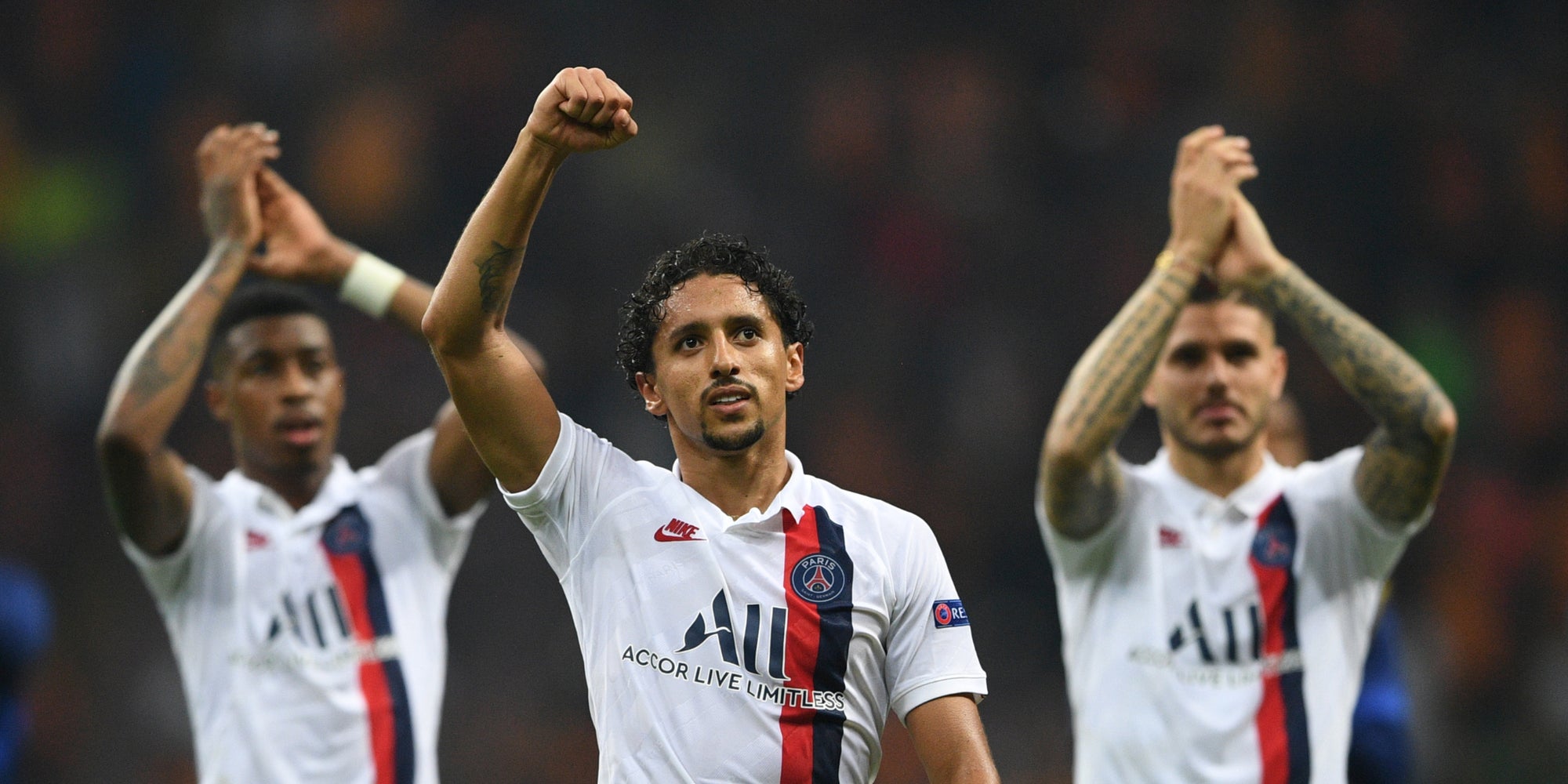 Les joueurs du PSG lors de la victoire à Istanbul face à Galatasaray au match aller, le 1er octobre 2019