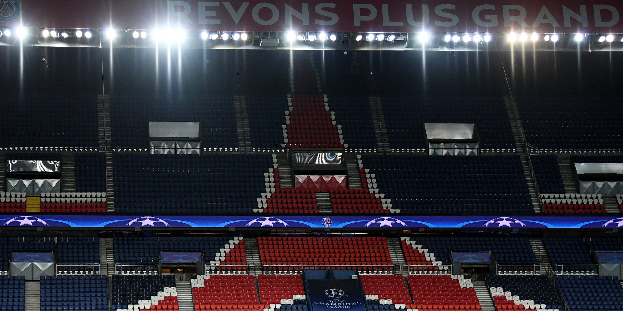 Le Parc des Princes vide pendant l'entraînement des joueurs d'Anderlecht pour un match de Ligue des Champions, le 30 octobre 2017