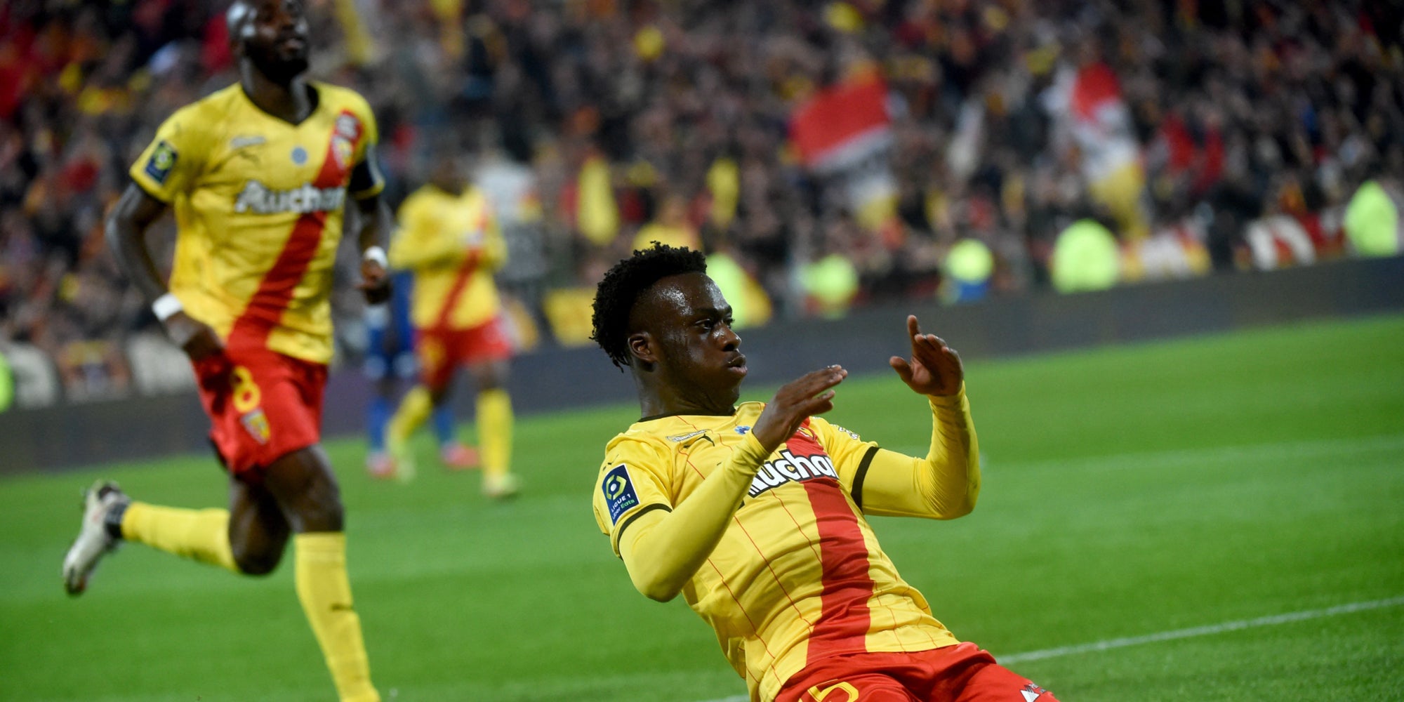 Les joueurs du RC Lens lors du match de Ligue 1 contre Troyes, le 5 novembre 2021 au stade Bollaert, Lens