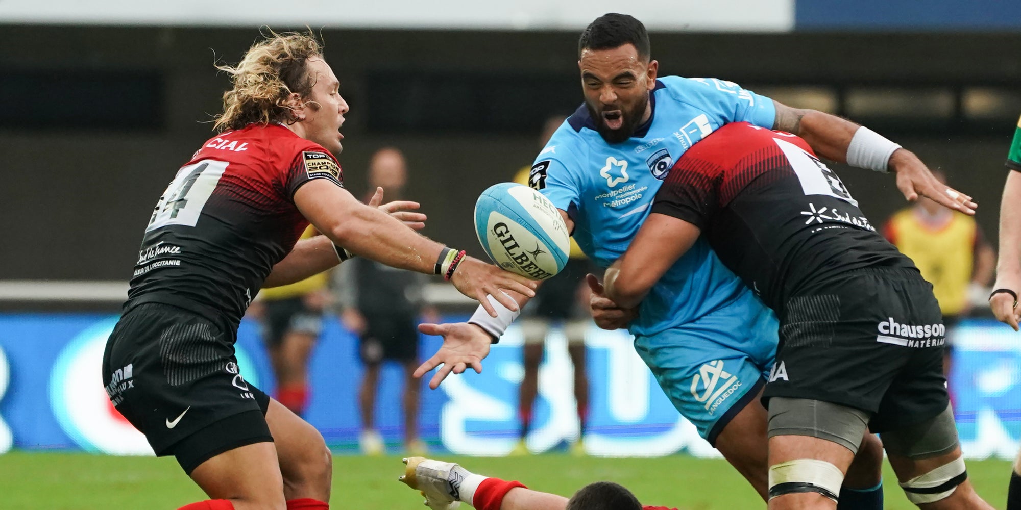Toulouse et Montpellier à la lutte le 19 octobre 2019 à Montpellier dans le Top 14