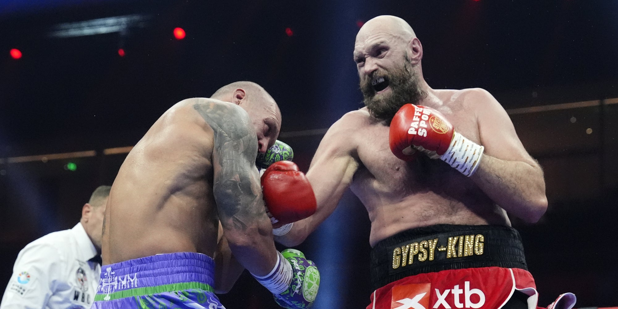 Tyson Fury lors de son dernier combat contre Oleksandr Usyk, le 21 décembre 2024 à la Kingdom Arena de Riyadh (Arabie Saoudite).
