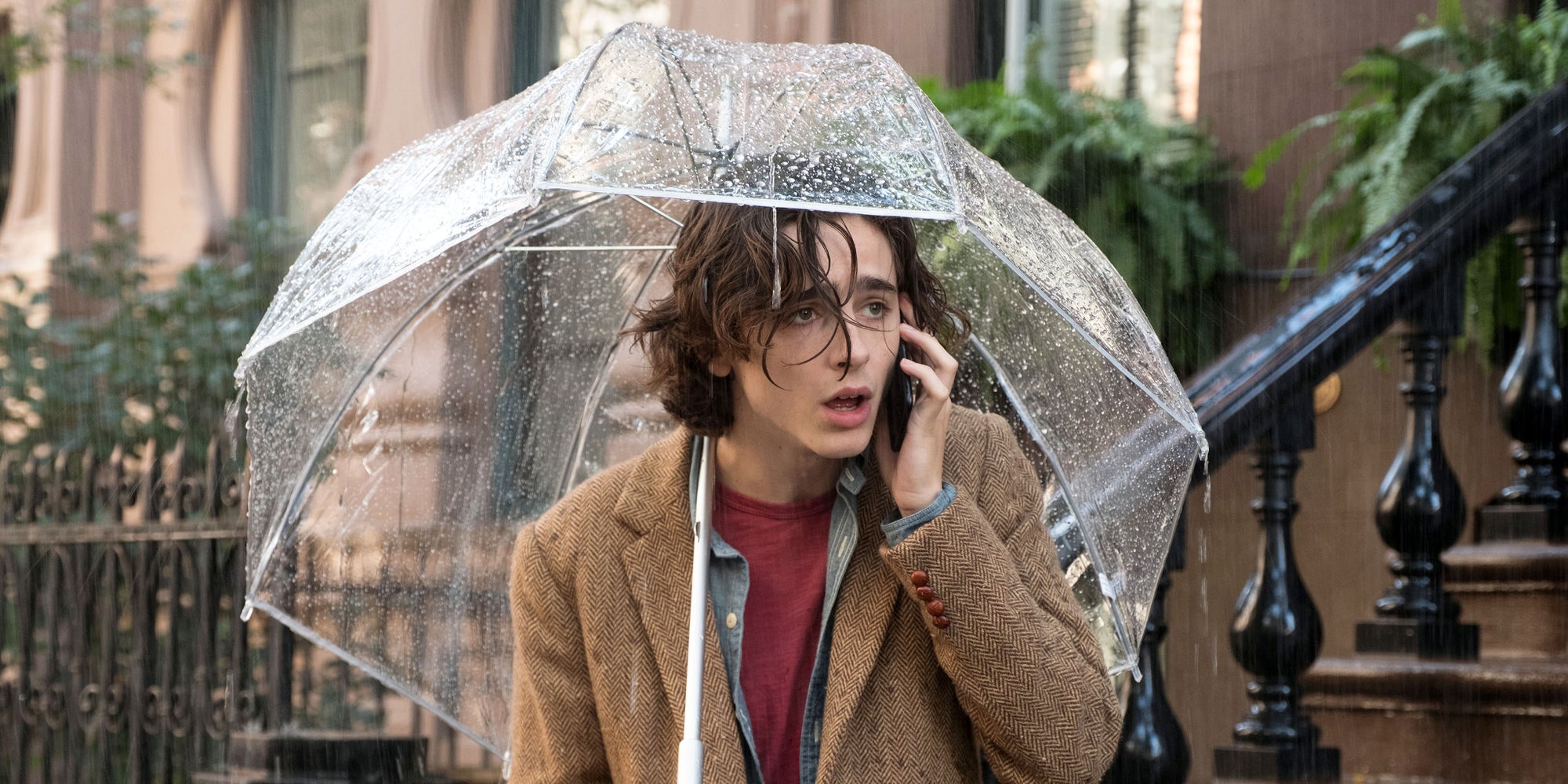 Heureusement que Timothée Chalamet a pris son parapluie pour tourner dans Un jour de pluie à New York