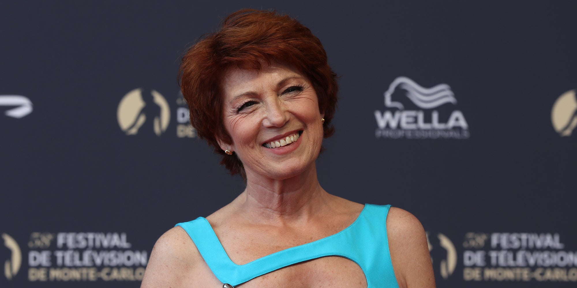 Véronique Genest sur le tapis rouge du Festival de la télévision de Monte Carlo, en 2018.