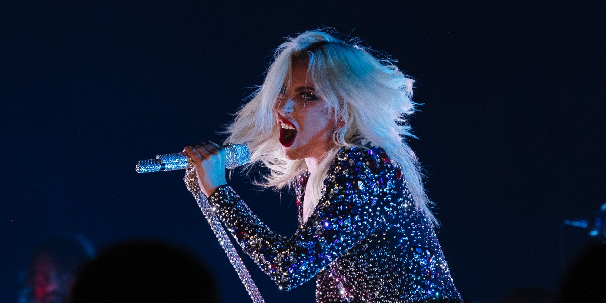 Lady Gaga chante sur la scène de la 61e édition des Grammy Awards en février 2019.