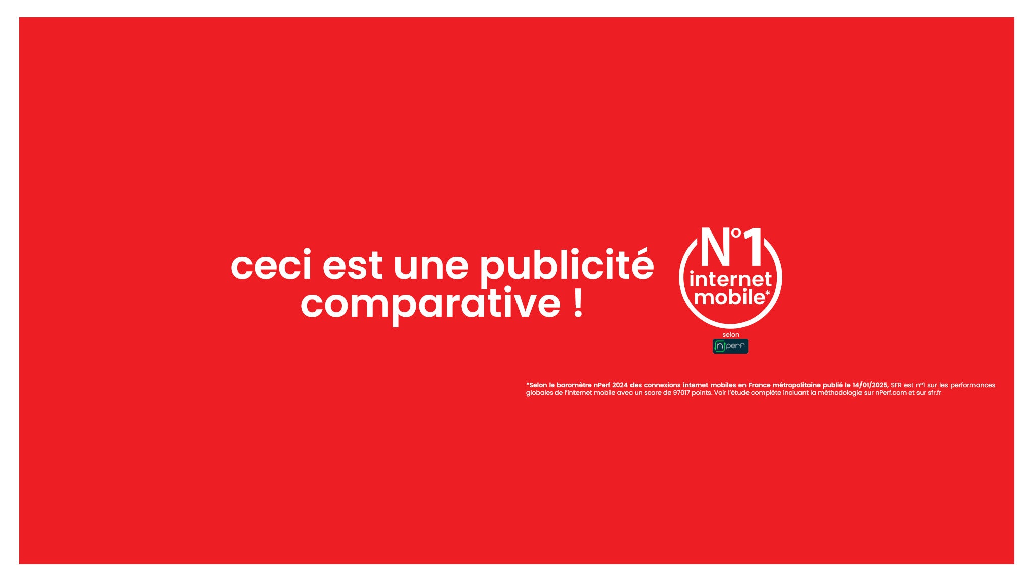 SFR, N°1 de l'internet mobile selon le baromètre nPerf 2024 des connexions internet mobiles en France métropolitaine SFR, N°1 de l'internet mobile selon le baromètre nPerf 2024 des connexions internet mobiles en France métropolitaine