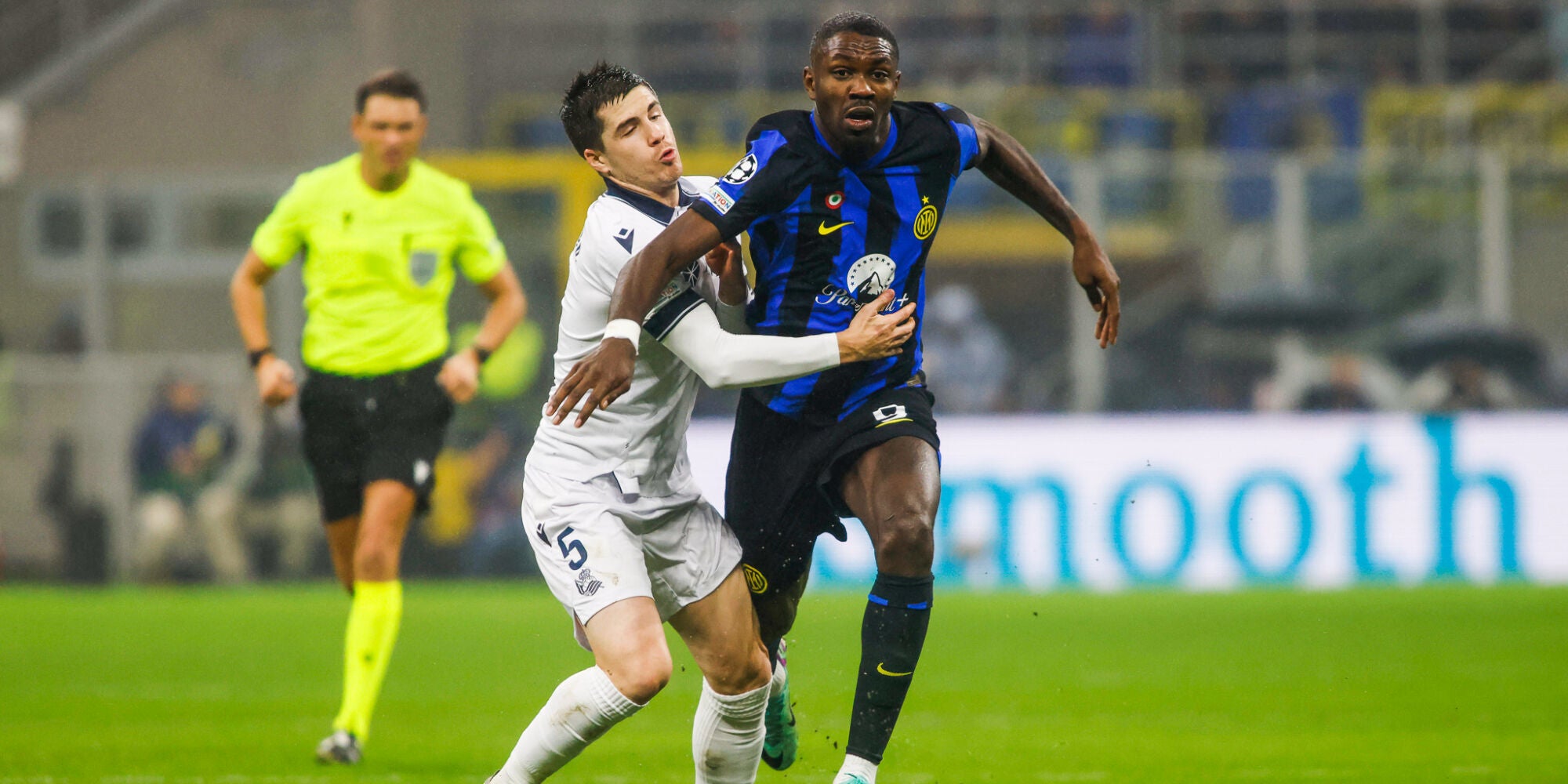 Marcus Thuram lors du match entre l'Inter et la Real Sociedad, le 12 décembre dernier au San Siro (Milan).