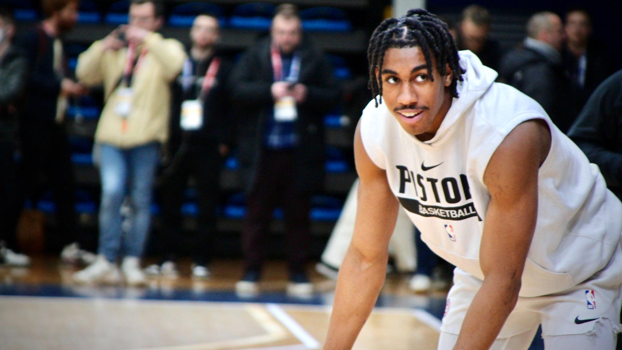 Jaden Ivey à l'entraînement des Detroit Pistons, au Palais des Sports Marcel-Cerdan de Levallois, ce mercredi 18 janvier 2023.