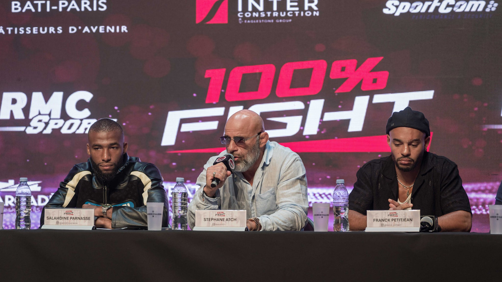 Salahdine Parnasse, Stéphane ''Atch'' Chaufourier et Franck Petitjean lors de la conférence de presse, le 11 septembre à L'Embarcadère (Aubervilliers).