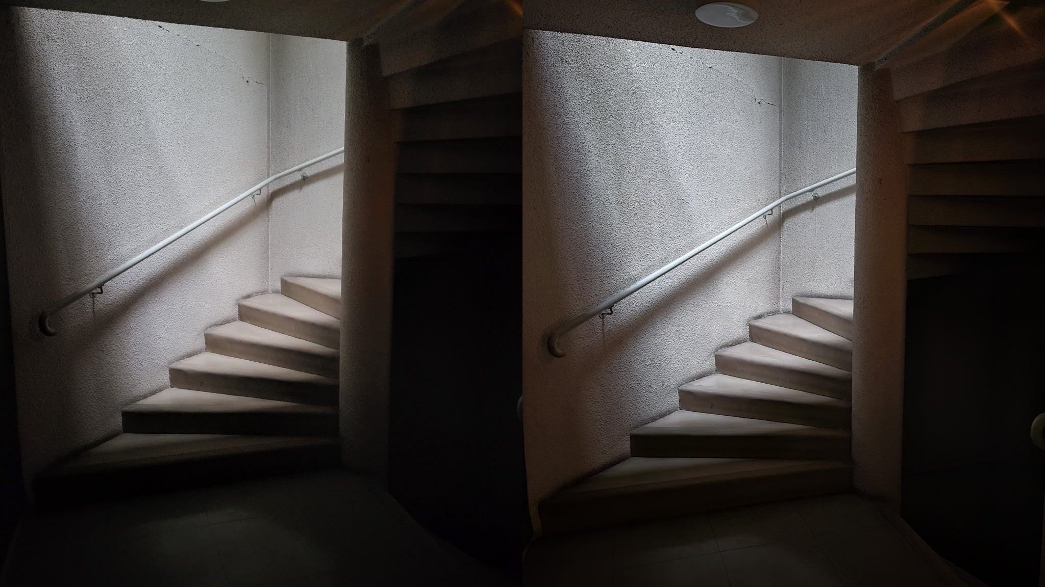 À gauche, sans mode nuit. À droite, avec le mode nuit. Les détails sont plus nombreux, mais la différence n'est pas flagrante.