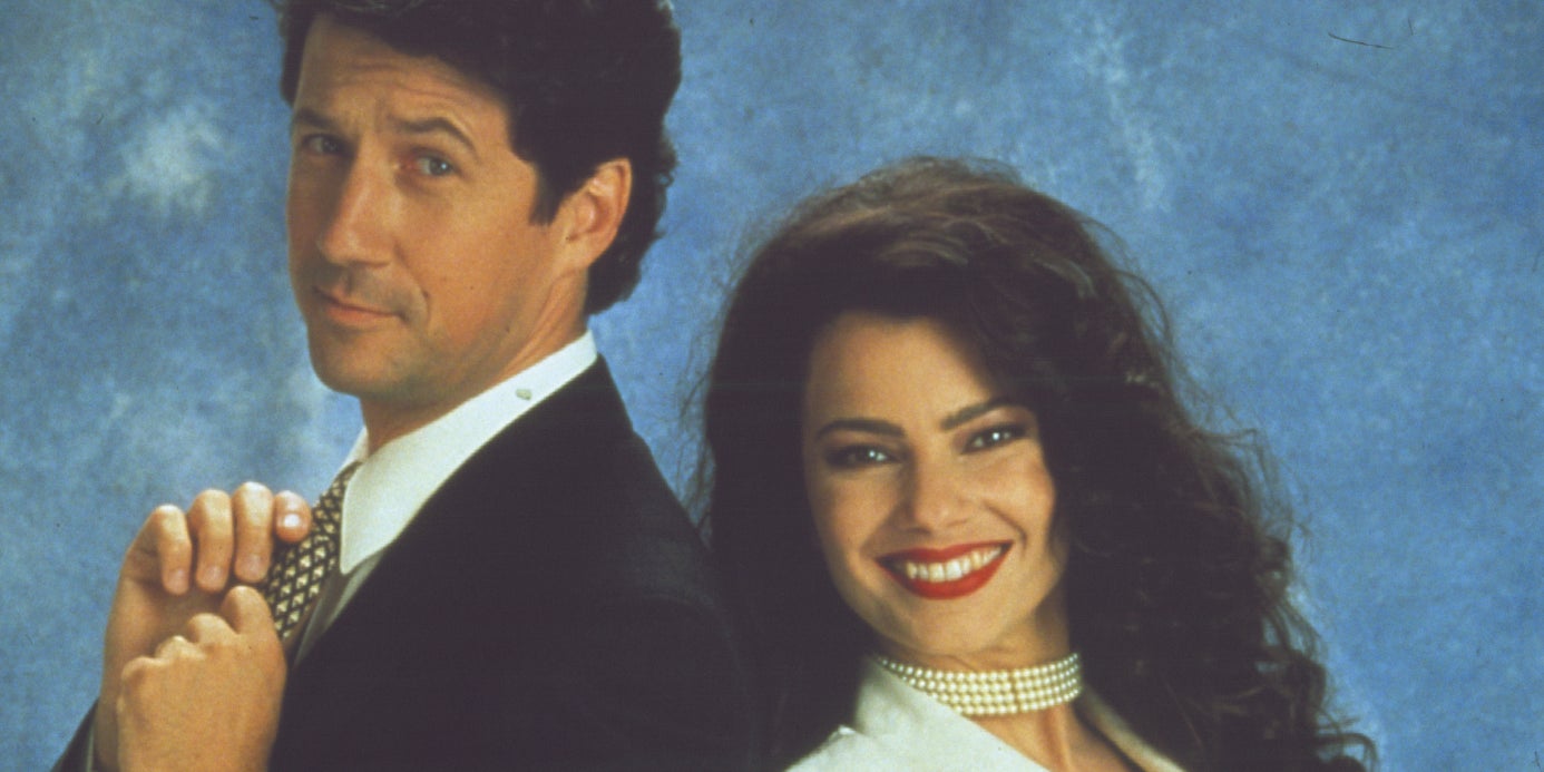 Maxwell Sheffield (Charles Shaughnessy) et Fran Fine (Fran Drescher), les héros de la série "Une nounou d'enfer".