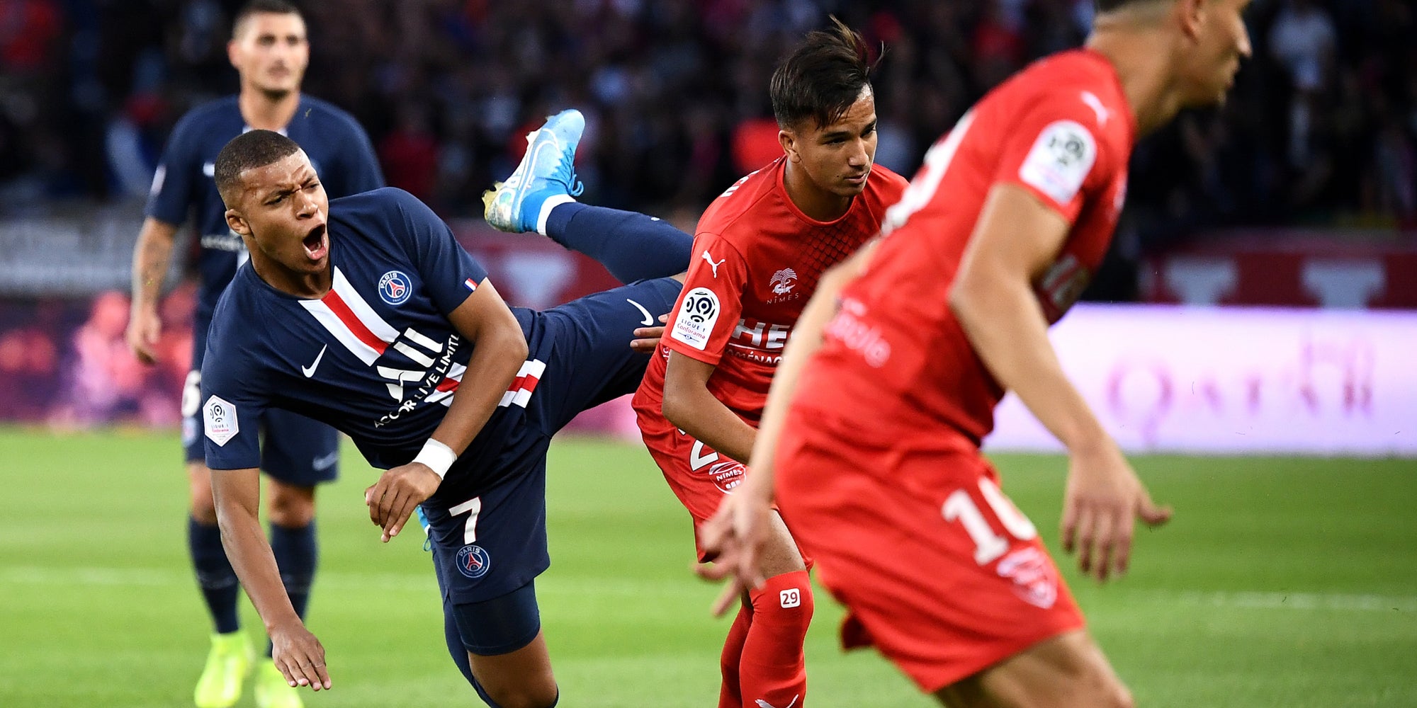 Kylian Mbappé lors d'un match PSG - Nîmes Olympique au Parc des Princes, à Paris, le 11 août 2019.