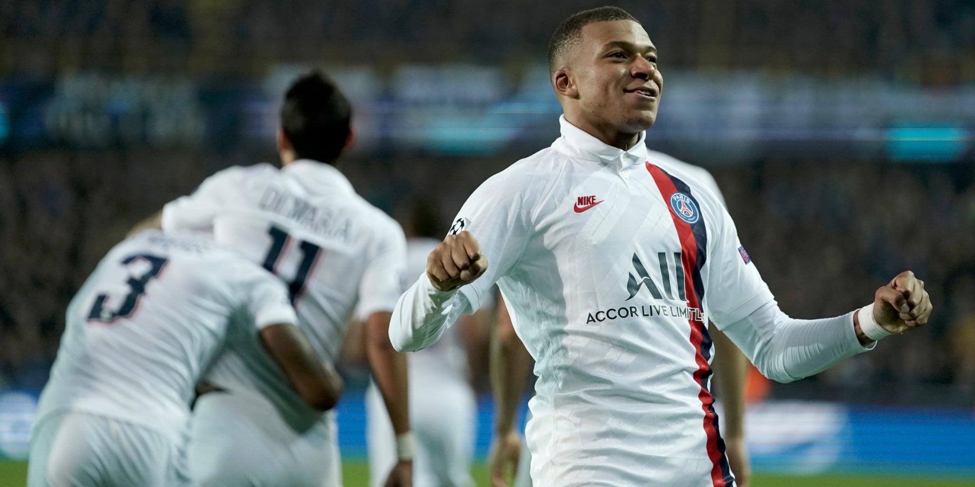 Kylian Mbappé lors du match FC Bruges - Paris Saint-Germain en Ligue des champions, au stade Jan Breydel, le 22 octobre 2019.