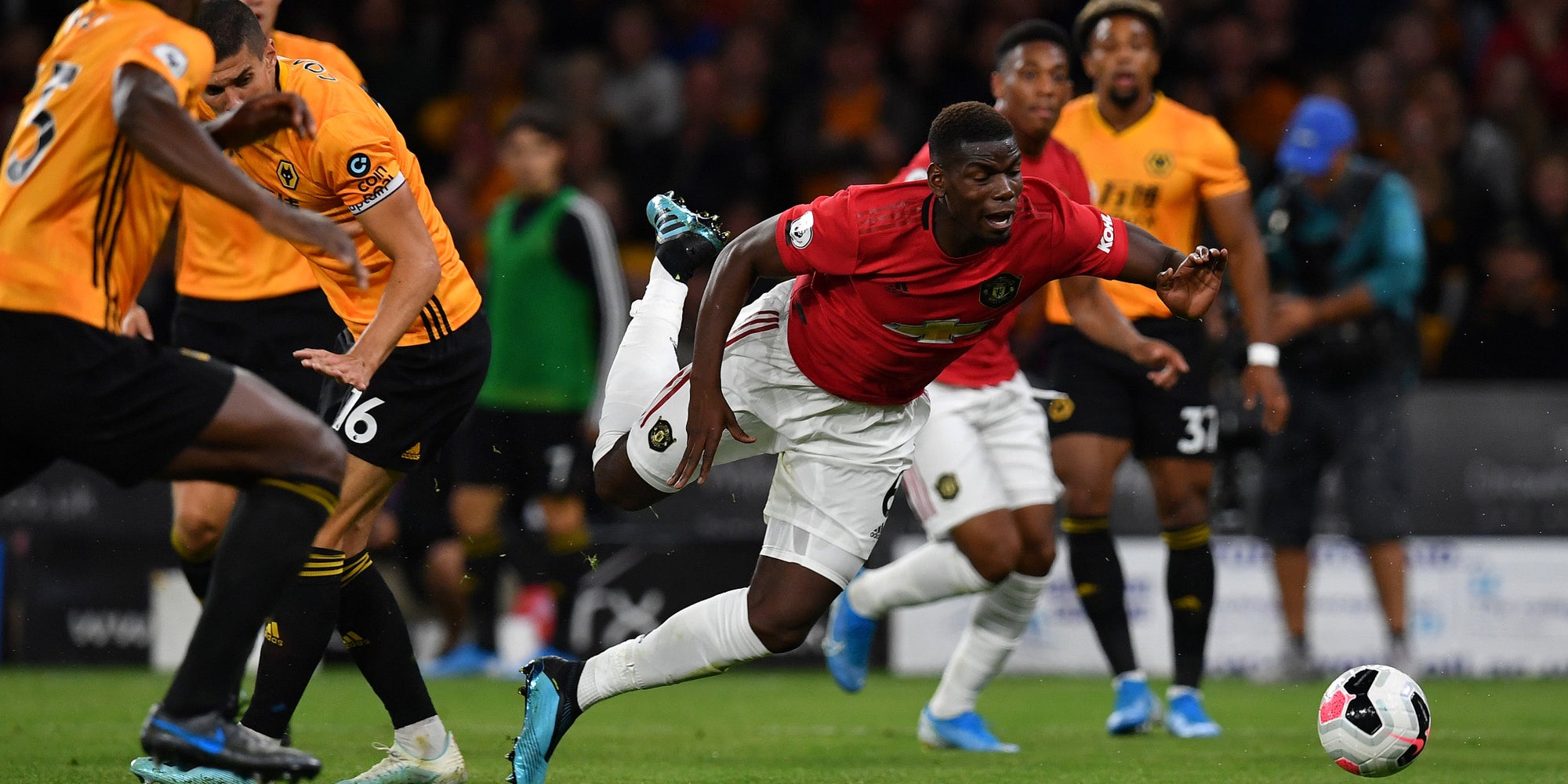 Paul Pogba lors du déplacement de Manchester United à Wolverhampton, le 19 août 2019