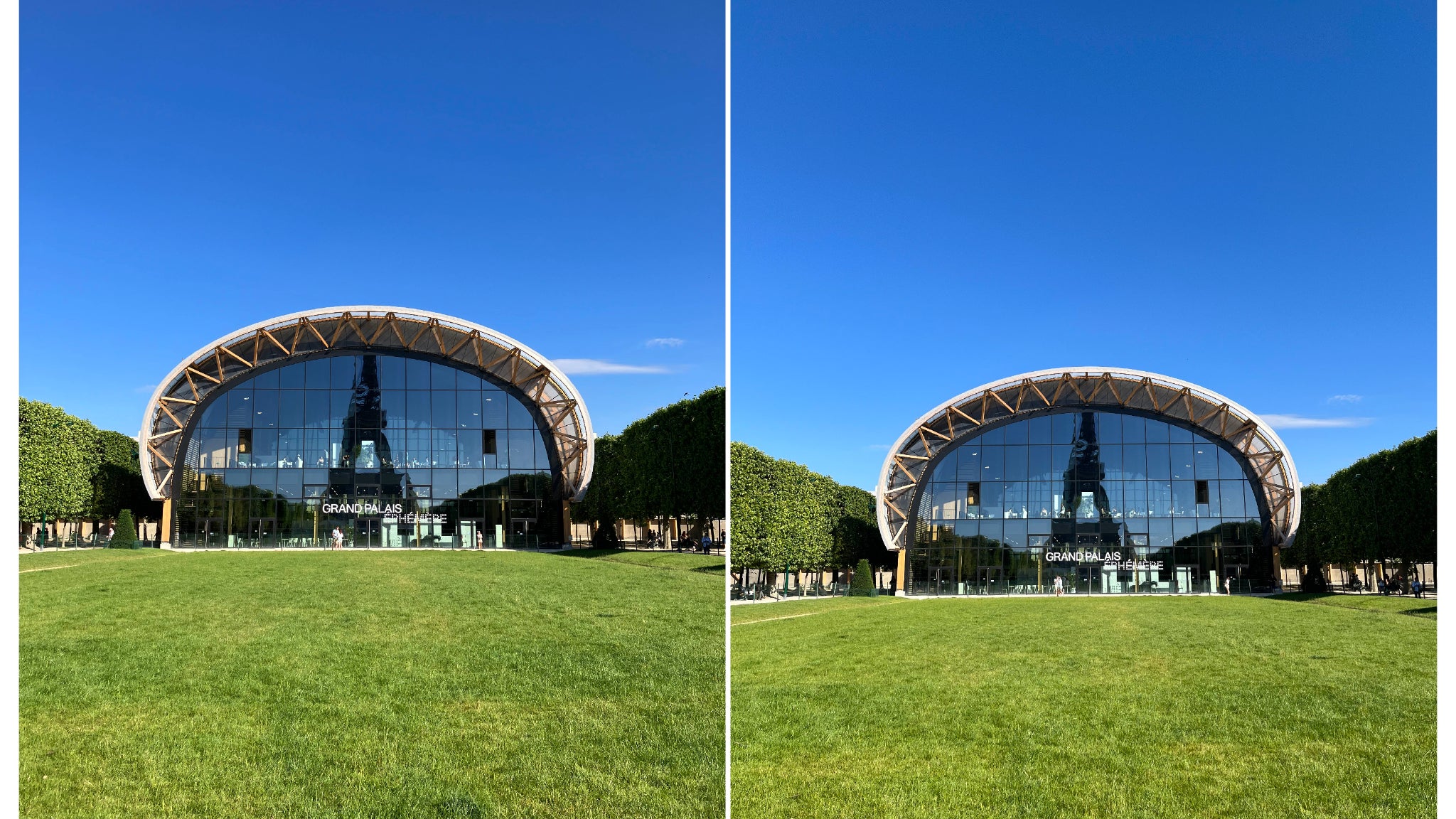 Que ce soit dans le bleu du ciel ou le vert du gazon, vous constaterez que le rendu des couleurs est hautement fidèle, sublime même, aussi bien avec l’iPhone SE 3 (à gauche) qu’avec l’iPhone 13 (à droite). Que ce soit dans le bleu du ciel ou le vert du gazon, vous constaterez que le rendu des couleurs est hautement fidèle, sublime même, aussi bien avec l’iPhone SE 3 (à gauche) qu’avec l’iPhone 13 (à droite).
