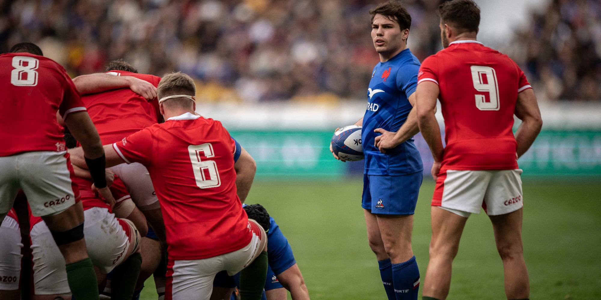 Le capitaine du XV de France Antoine Dupont face au Pays de Galles lors du Tournoi des Six Nations, le 18 mars 2023 au Stade de France (Saint-Denis).