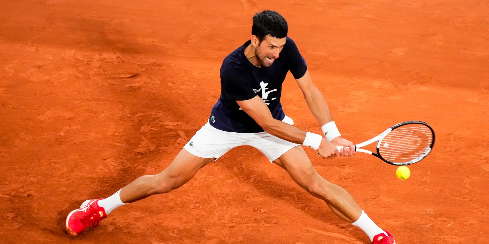 Novak Djokovic à l'entraînement à Roland-Garros, le 20 mai 2022.