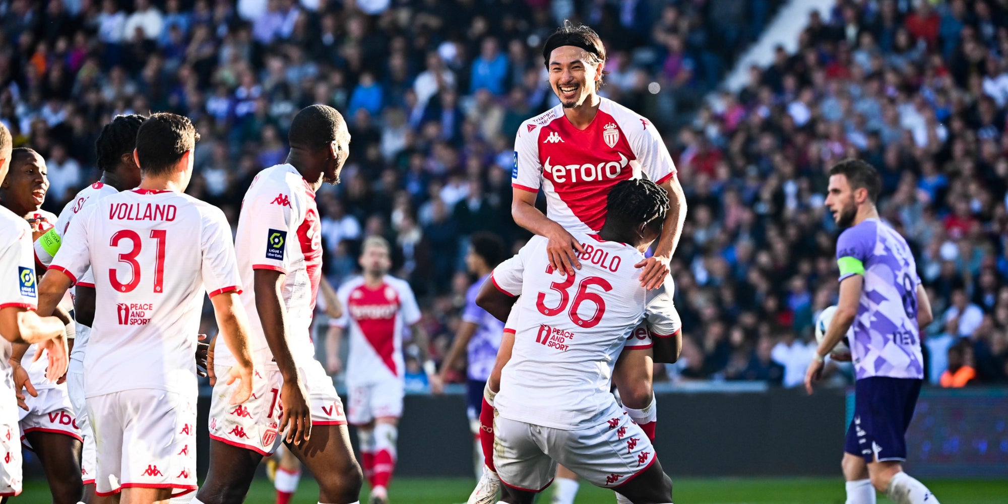 Les joueurs de l'AS Monaco après leur victoire à Toulouse, lors de la 14e journée de Ligue 1 le 6 novembre 2022.