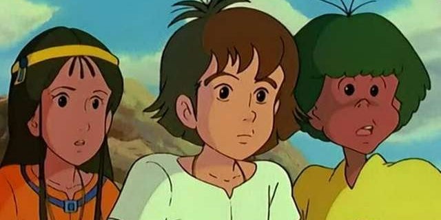 Zia, Esteban et Tao dans la version originale des ''Mystérieuses Cités d'Or'', diffusée pour la première fois en France en 1983.