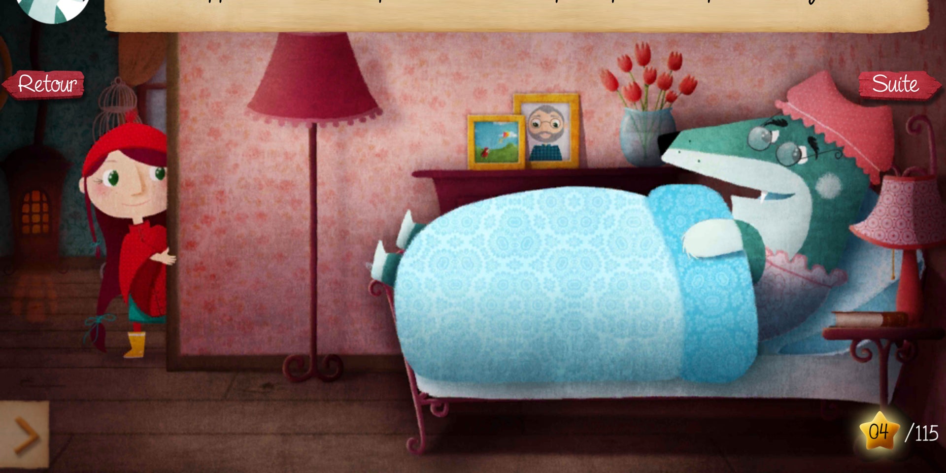 Le Petit Chaperon Rouge rend visite à sa mamie... qui a bien changé, dans l'histoire interactive disponible sur SFR Kids Jeux