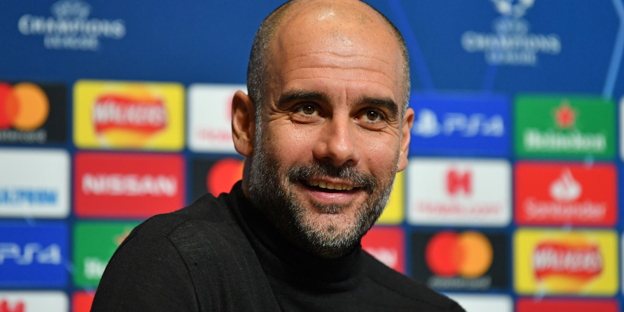 Pep Guardiola lors d'une conférence de presse à Manchester, le 25 novembre 2019.
