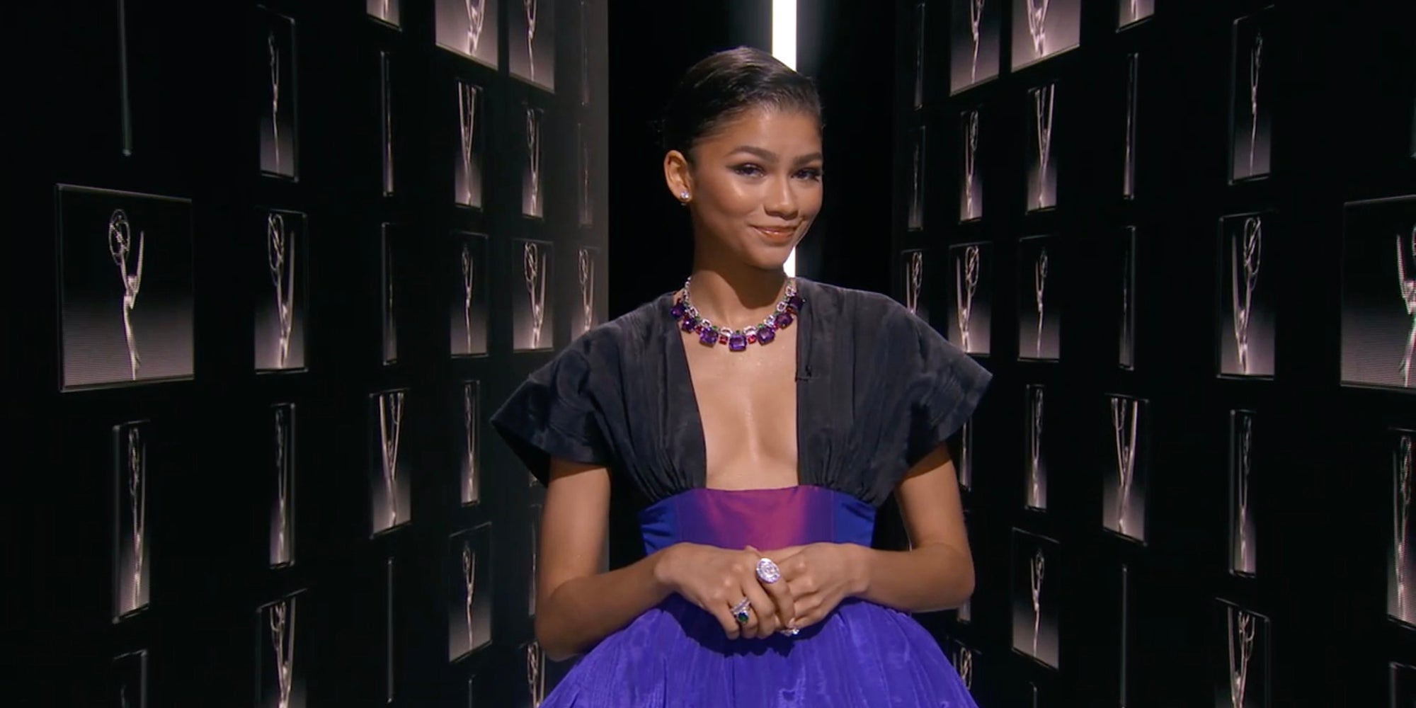 L'actrice Zendaya, couronnée aux 72èmes Emmy Awards qui se sont déroulés virtuellement le 20 septembre 2020.