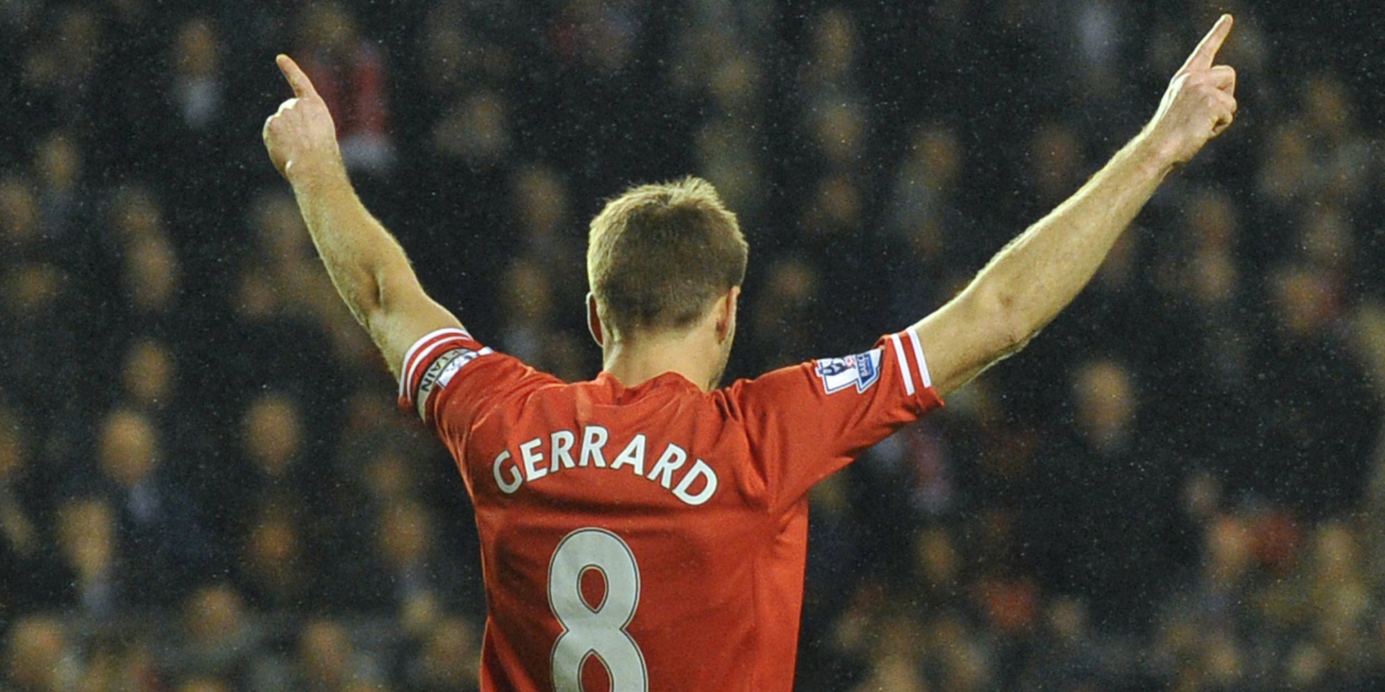Steven Gerrard sous le maillot de Liverpool lors du match de Premier League contre Aston Villa, le 18 janvier 2014 à Anfield