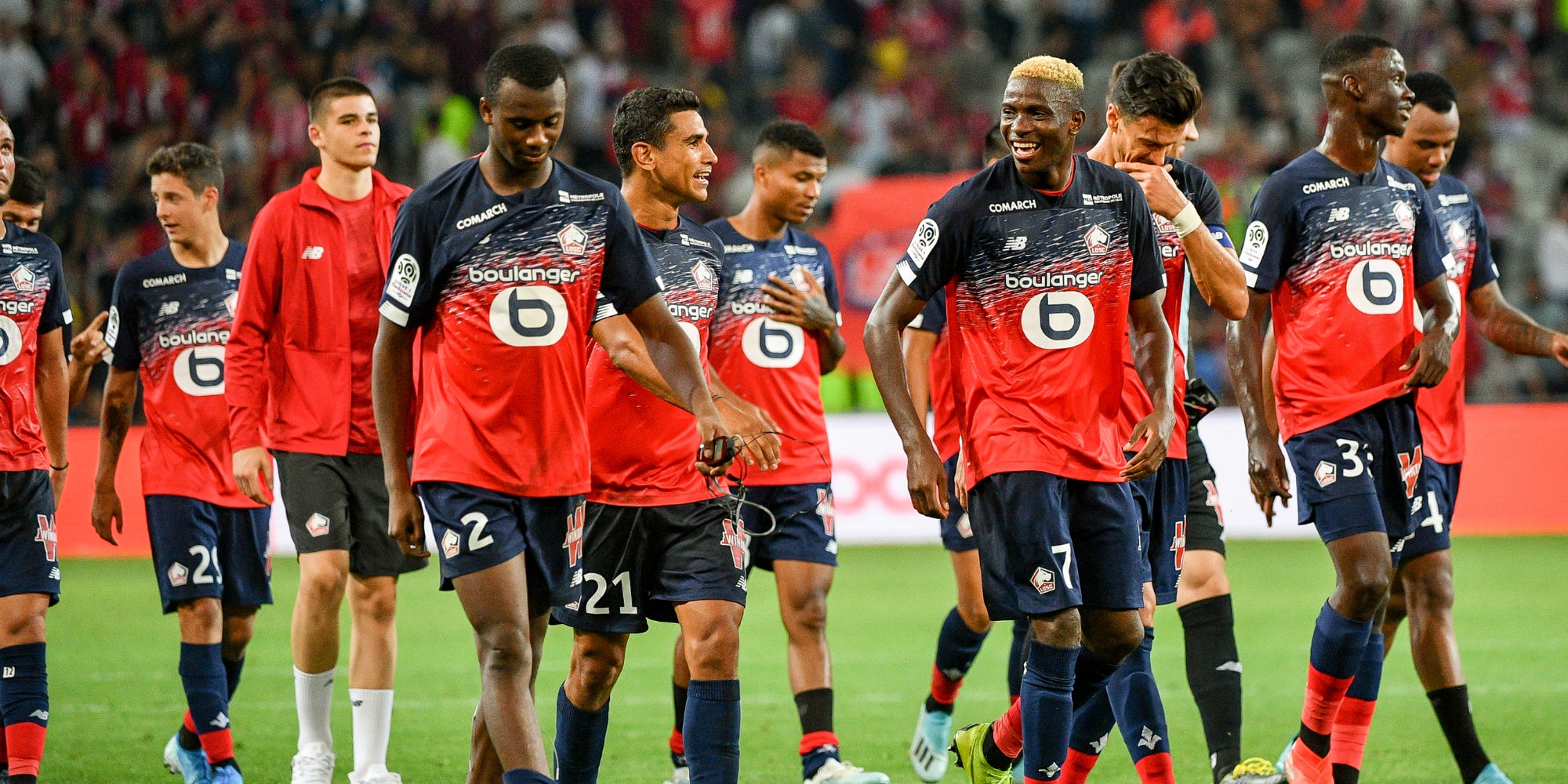 Les joueurs du LOSC lors du match face à Saint-Étienne le 28 août 2019 au stade Pierre Mauroy de Lille