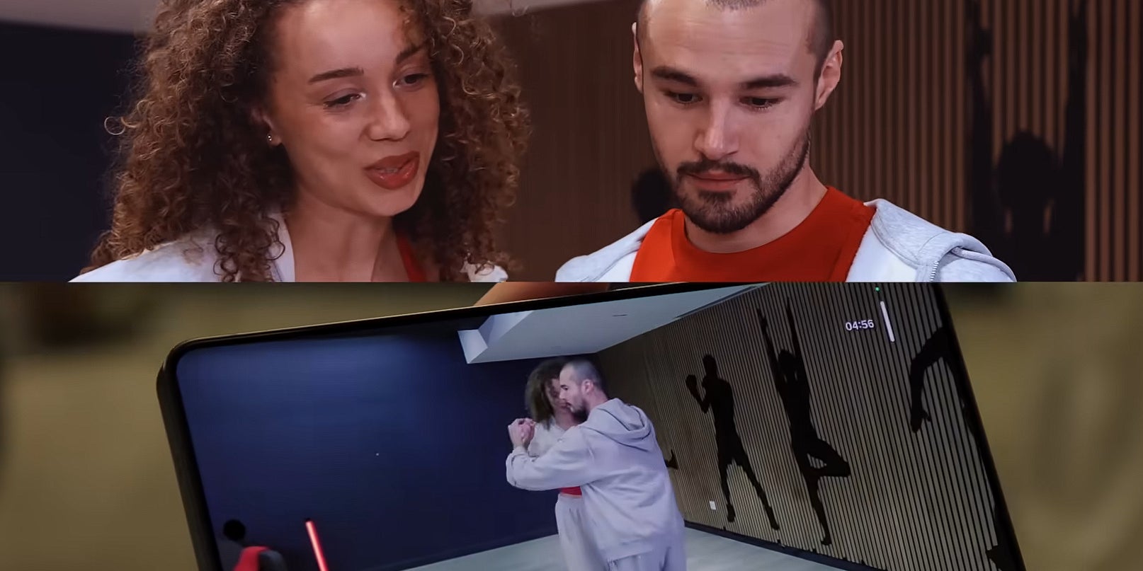 Après avoir testé le Samsung Galaxy S26 Ultra sur un terrain de basket, Anthony Colette et Marie Cooles le met au défi lors d'une session danse.