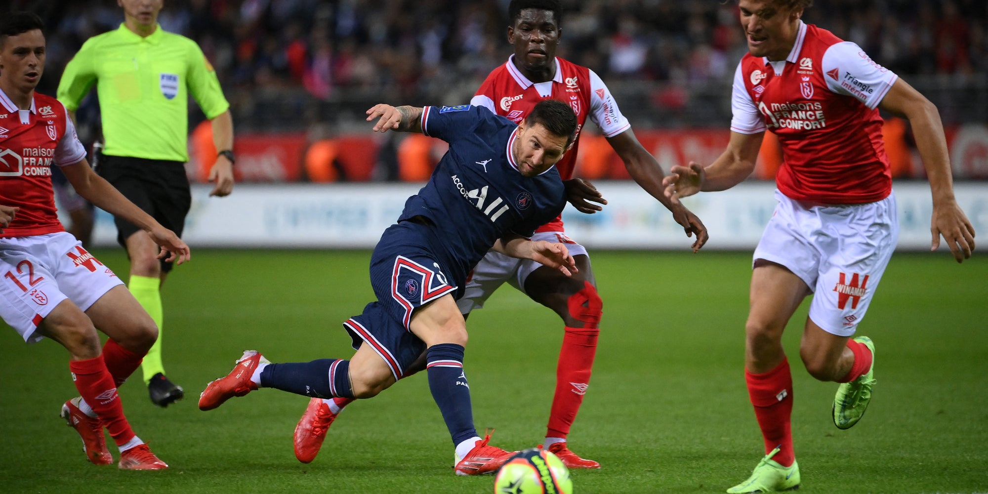 Reims-PSG en Ligue 1, le 29 août 2021 au stade Auguste Delaune, Reims
